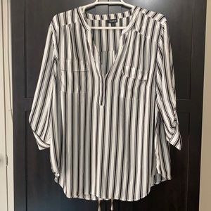 Black and white striped blouse